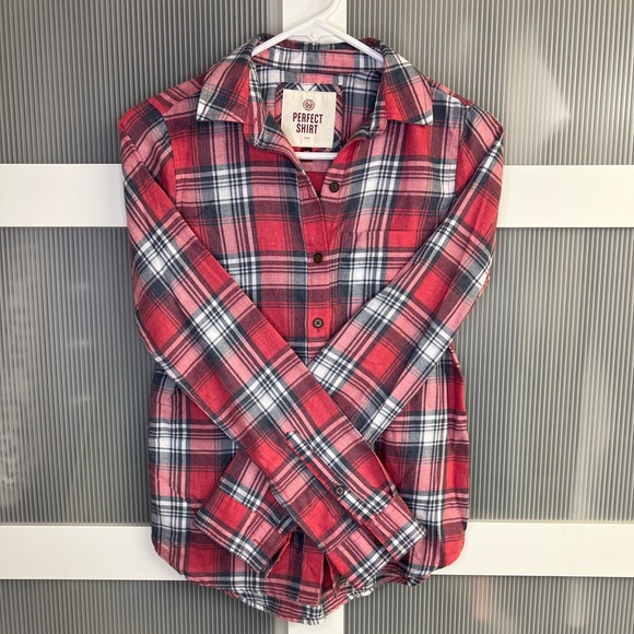 Women’s Red Flannel Button Up Shirt - Picture 1 of 5